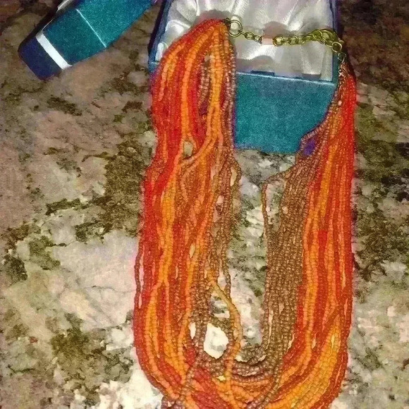 Warm Tone Beaded Necklace Multi Strand.Nwt - Picture 8 of 13